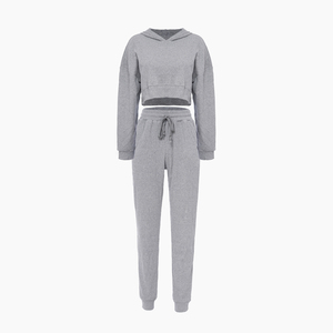 Unisex Otoño Invierno Oversized Fit Gym Jogging Sweatsuit Heavyweight 2-Piece Set Solid Sweatpants Hoodie Patch Short para Hombres Mujeres - Product Image 5