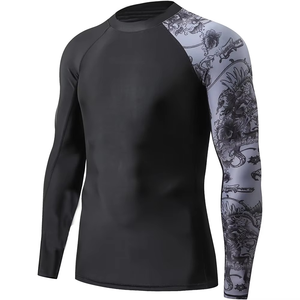 Quick Dry Men MMA Muay Thai <b>Grappling</b> Rash Guard Rash Guards BJJ Custom Logo Sportswear Rash Guards Men Rash Guard Long Sleeve - Product Image 4