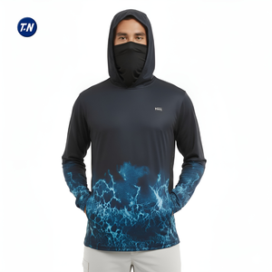 T-shirts de pêche unisexes à manches longues de haute qualité, en Spandex/Polyester, UPF50, antibactériens, camouflage, évacuation de l'humidité - Product Image 1