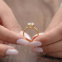Bague solitaire élégante en diamant de laboratoire Asscher sertie en bélière, bague en diamant de laboratoire, pierre principale en or massif 14 carats, cadeau parfait pour les femmes