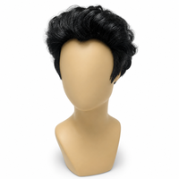 Perruque Courte Noire pour Homme, Coiffure Texturée Volumineuse, Postiche Court pour Hommes, Coiffure de Salon, Vente en Gros, Fournisseur OEM ODM, Perruque Elvis