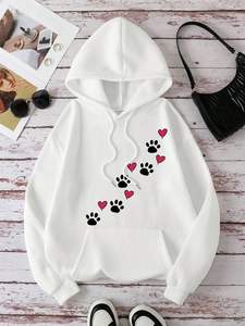 Suéter Informal con Capucha de Punto, Estilo Hip Hop, Inspirado en la Moda Urbana, para Niñas, de Spandex/Algodón, con Bordado y Estampado Moderno para Invierno - Product Image 2