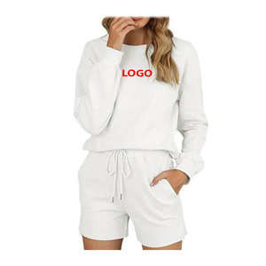 Ensemble de shorts pour femmes coupe ajustée Ensemble de sweat-shirt et short à col rond pour femmes nouveau design décontracté - Product Image 5
