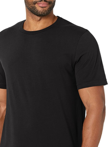 Camiseta de cuello redondo de algodón 100% para hombre, cuello redondo ligero de secado rápido, hombro caído ajustado con serigrafía, cuello de patrón sólido - Product Image 2
