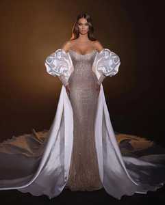 Élégant Champagne Femmes Paillettes Soirée Bal De Mariage Invité Robes À Manches Longues Maxi Modeste Étage Longueur pour Les Fêtes D'anniversaire - Product Image 6