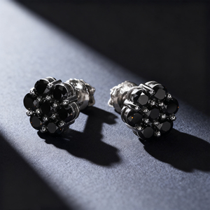 Phổ Biến Cụm Hoa Moissanite Stud Bông Tai 925 Sterling Bạc Trắng Đen 9Mm Unisex Đồ Trang Sức Thời Trang Cho Nam Giới Phụ Nữ - Product Image 5