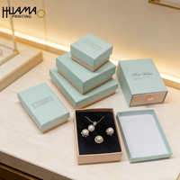 Boîte à bijoux de luxe personnalisée avec logo, directement de l'usine Huamao, pour bague, collier, boucles d'oreilles, emballage cadeau de mariage, vente en gros pour cadeau de fête