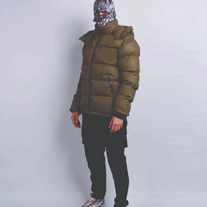 Chaqueta Acolchada de Invierno para Hombre, con Capucha, Informal, 100% Poliéster, Color Liso, Diseño de Parches en la Parte Delantera - Product Image 6