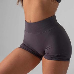 Pantalones cortos deportivos antideslizantes de cintura alta para mujer para verano GYM Fitness y Yoga Cierre de cintura elástica Terry Fabric-para correr - Product Image 1