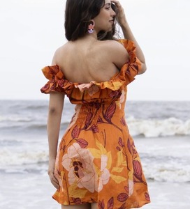 Vestido con estampado floral de algodón indio hecho a mano para mujer, estilo informal para fiesta, boda, luna de miel, regalo de novia personalizado a la venta - Product Image 5