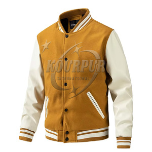 Venta al por mayor clásico personalizado de invierno de cuero brazo Varsity chaqueta PU béisbol Varsity chaqueta de los hombres Casual de ganchillo - Product Image 4