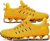Chaussures de sport personnalisées pour la course à pied, bottes avec soutien amortissant, baskets de jogging, entraînement en salle de sport, couleur jaune, lacets, chaussures de sport tendance