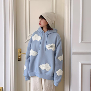 Sudadera con capucha bordada abullonada personalizada Hombro caído 450 GSM Sudadera con capucha Diseño personalizado Chenille Bordado Sudadera con capucha Señoras - Product Image 5