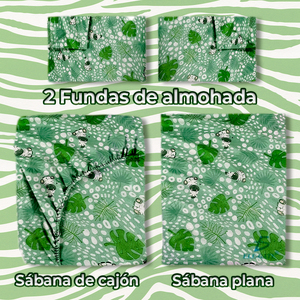 Ensemble de literie pour enfants Safari 4 pièces : 1 drap-housse, 1 drap plat, 2 taies d'oreiller - Product Image 4