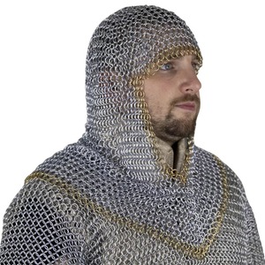 Auténtico Medieval de calidad premium Cosplay Chainmail Full Coif Hood Logotipo único Tema Armadura de acero suave Precios al por mayor - Product Image 3