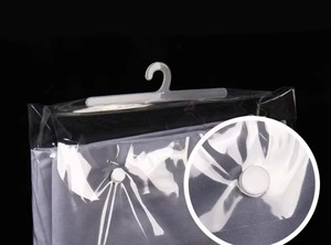 Premium Transparent 0.15mm PVC Textile Bag with Plastic Hanger Bedding Packaging Bag with Hanger and Snap Button - 3-Side Gusset - Product Image 2