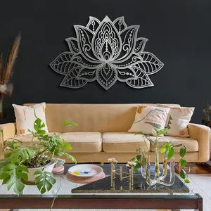 Estilo industrial moderno hecho a medida con arte de Mandala Lotus Metal Wall Art Decor para interiores de hogar y oficina a precio mayorista - Product Image 4