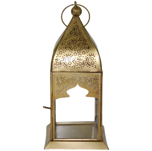 Farol de Vela Marroquí de Metal y Vidrio con Acabado Dorado Ecológico para Decoración de Iluminación de Ramadán en Casa o Villa - Product Image 1