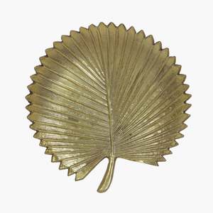 Plateau de service en métal doré en forme de feuille personnalisé pour fêtes, plats et assiettes à motif solide pour hôtels et restaurants - Product Image 1