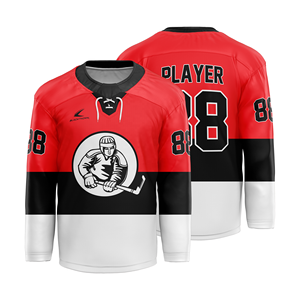 Camiseta personalizada de hockey sobre hielo sublimada barata del equipo canadiense de último estilo de calidad con números de apliques 280 GSM - Product Image 1