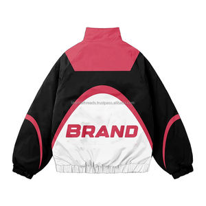 Premium Polyester <b>Windbreaker</b> Tracksuit 135 GSM Durable Woven Fabric Black White <b>Red</b> Panel Design Custom Heat Transfer Logo - Product Image 4