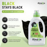 Détergent liquide pour linge AlmaWin RTS 1 Dark & Black 750ml 25 lavages avec parfum de verbenas, extrait de noix de savon, couleur organique