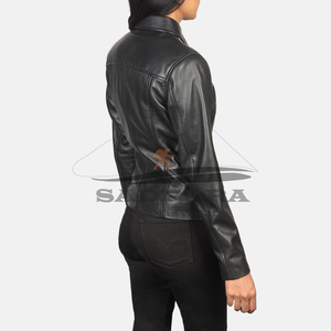 Chaquetas elegantes para mujer, abrigo de motocicleta con solapa de manga larga de cuero genuino Premium, prendas de vestir exteriores de piel de vaca con estilo único para mujer - Product Image 6