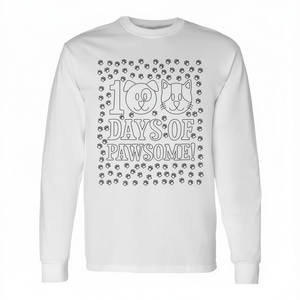 T-shirt à manches longues avec empreintes de pattes d'animaux mignons pour les 100 jours d'école, activité de coloriage, t-shirts promotionnels - Product Image 2
