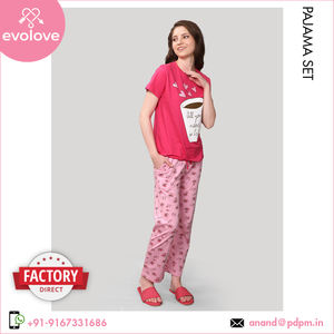 Fournisseur mondial vendant 100% pyjama de nuit à manches mi-longues pour femmes en coton pour la saison estivale à bas prix - Product Image 3