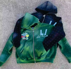 Sudadera con Capucha Unisex de Invierno, Estilo Urbano, con Parches Bordados y Efecto Desgastado, 100% Algodón, Marca Black Land Industries, Diseño Personalizado OEM - Product Image 5