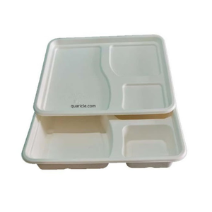 Prix d'usine personnalisé 3cp plateau de repas à base de bagasse en pulpe de canne à sucre avec couvercle pour l'emballage alimentaire/service/plats à emporter/événements/mariages - Product Image 2