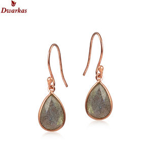 Personalizado chapado en oro rosa 925 plata esterlina labradorita natural multi piedras preciosas bisel conjunto pendiente para damas y niñas - Product Image 2