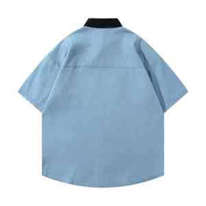 Nueva Camisa de Mezclilla de Verano para Hombre, Estilo Casual Vintage, Lavada, de Manga Corta, con Botones y Bolsillos con Cremallera, de Alta Calidad - Product Image 2