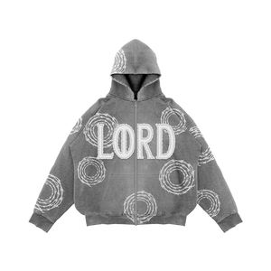 Distressed Printed <b>Embroidery</b> Rhinestone Winter Unisex Sweatsuits Streetwear Cotton Flared Baggy Sweatpants Hoodie <b>Set</b> - Product Image 3