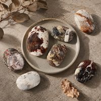 Pierre de palmier en agate mexicaine, pierre précieuse naturelle polie avec motifs superposés rouge, blanc et marron pour collection de cristaux et décoration de bureau
