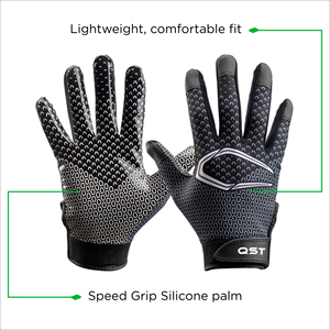 Gants de sport avec logo personnalisé Nouveau récepteur de paume en silicone antidérapant Fermeture au poignet Jeunes Adultes Football américain QST INTERNATIONAL - Product Image 5
