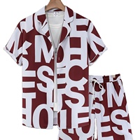 Conjunto de Ropa de Playa para Hombre de Alta Calidad con Diseño de Color Rojo Sólido, Atuendo Perfecto para el Verano, Ideal para Escapadas a la Playa