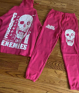Ensemble sweat-shirt et pantalon de survêtement unisexe vintage en molleton uni, avec sweat à capuche à ourlet brut et joggers évasés, vente en gros - Product Image 6