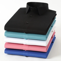 Nouveau classique français boutons de manchette chemise à manches longues couleur unie Slim Fit robe professionnelle non-repassage hommes haut de gamme coton chemises