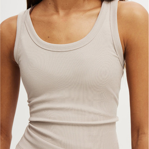 Material totalmente transpirable y de secado rápido hecho camiseta sin mangas para mujer/tela de poliéster personalizada hecha camiseta sin mangas con cuello redondo para mujer - Product Image 3