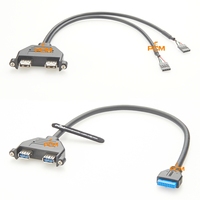 Adaptateur de câble connecteur de panneau frontal USB 3.0 à 2 ports pour carte mère PC, support de plaque de slot PCI, fil de cordon 19 broches 20 broches