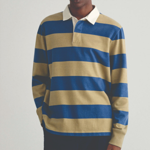 High-Quality Men's Striped <b>Rugby</b> Polo <b>Shirt</b> - Durable, Comfortable, and Ideal for Casual Wear and Athletic Style - Product Image 2