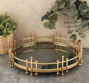 Elegant Tabletop Metal And <b>Mirror</b> <b>Tray</b> Suitable For Living Room Decor And Serving Use - Product Image 1