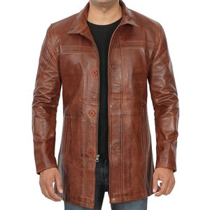 Vente en gros Manteaux en cuir régulier pour hommes Qualité supérieure Service OEM disponible Motifs personnalisés en relief Support d'hiver imperméable - Product Image 1