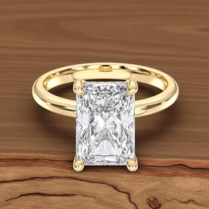 Anillo de compromiso de diamantes de moissanita de 5,17 quilates de corte radiante y redondo de quilates, hecho en plata para mujer - Product Image 2