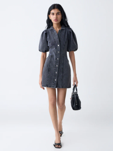 Vestido acampanado gris Denim desteñido Nuon - Product Image 1