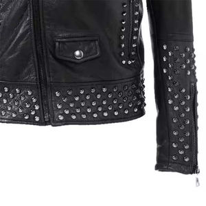 Veste en cuir punk sur mesure, nouvelle collection, vente en gros, pour hommes, en cuir de vache, cloutée, confortable, résistante, haute performance - Product Image 4