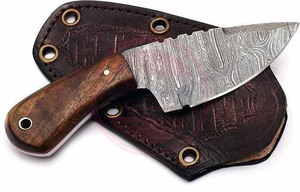 Cuchillo de caza hecho a mano de acero inoxidable de Damasco | Cuchillo de desollado profesional con estuche de cuero - Product Image 5
