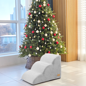 [AllmioPet] Escalier pour animaux de compagnie en tissu nuage à 3 marches, gris AMP 3 GR, marches confortables pour chiens et chats pour un accès facile aux meubles d'intérieur - Product Image 1