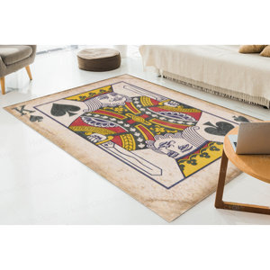 Tapis imprimé à motifs modernes : Tapis King Card, petit, salle de jeux, décoration de salon, tapis fin non tissé - Product Image 3